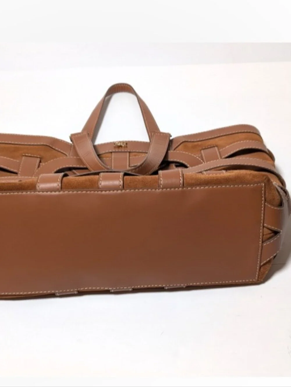 Sam Edelman Bay Large Leather Suede Shopper Woven Large Tote